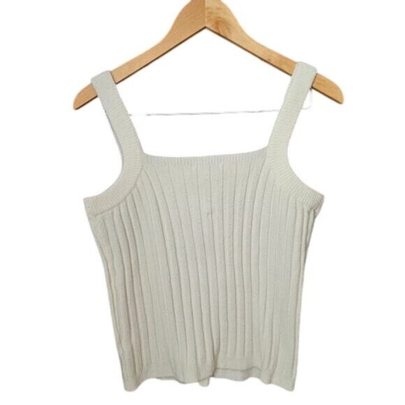 Lauren Lane X Sonoma Womens Ribbed Tank Top L White - Picture 4 of 4